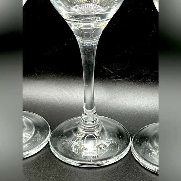 Set of 4 Vintage Midcentury Clear Wine Glasses Gold Rim Textured White Stripe 8" - Picture 5 of 11